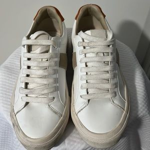 Zara men leather sneakers, colors white, tan & rust. Size 6 men. Worn.